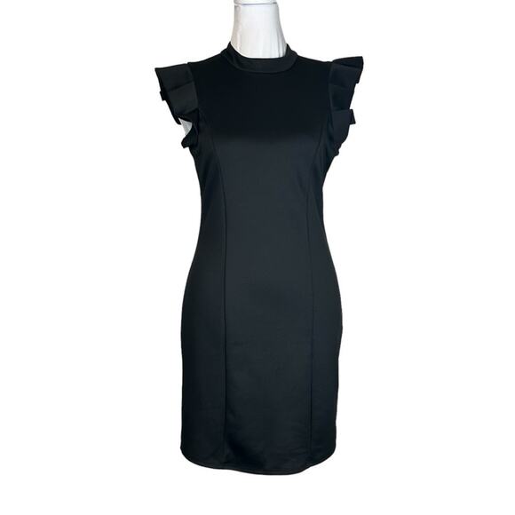 Leola Couture Dress Womens Size S Black Cutout Ruffle Classic Feminine Party LBD - Picture 2 of 10